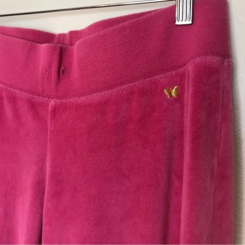 Aeropostale Pink Velour Sweatpants Slight Flare Bottom Elastic Waist Women Med